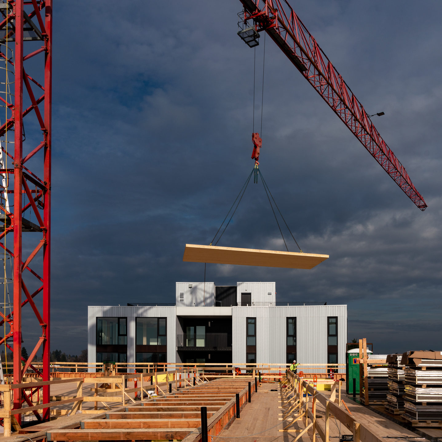 crane lifting CLT panel